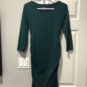 3/4 Sleeve T-shirt Maternity Dress Green